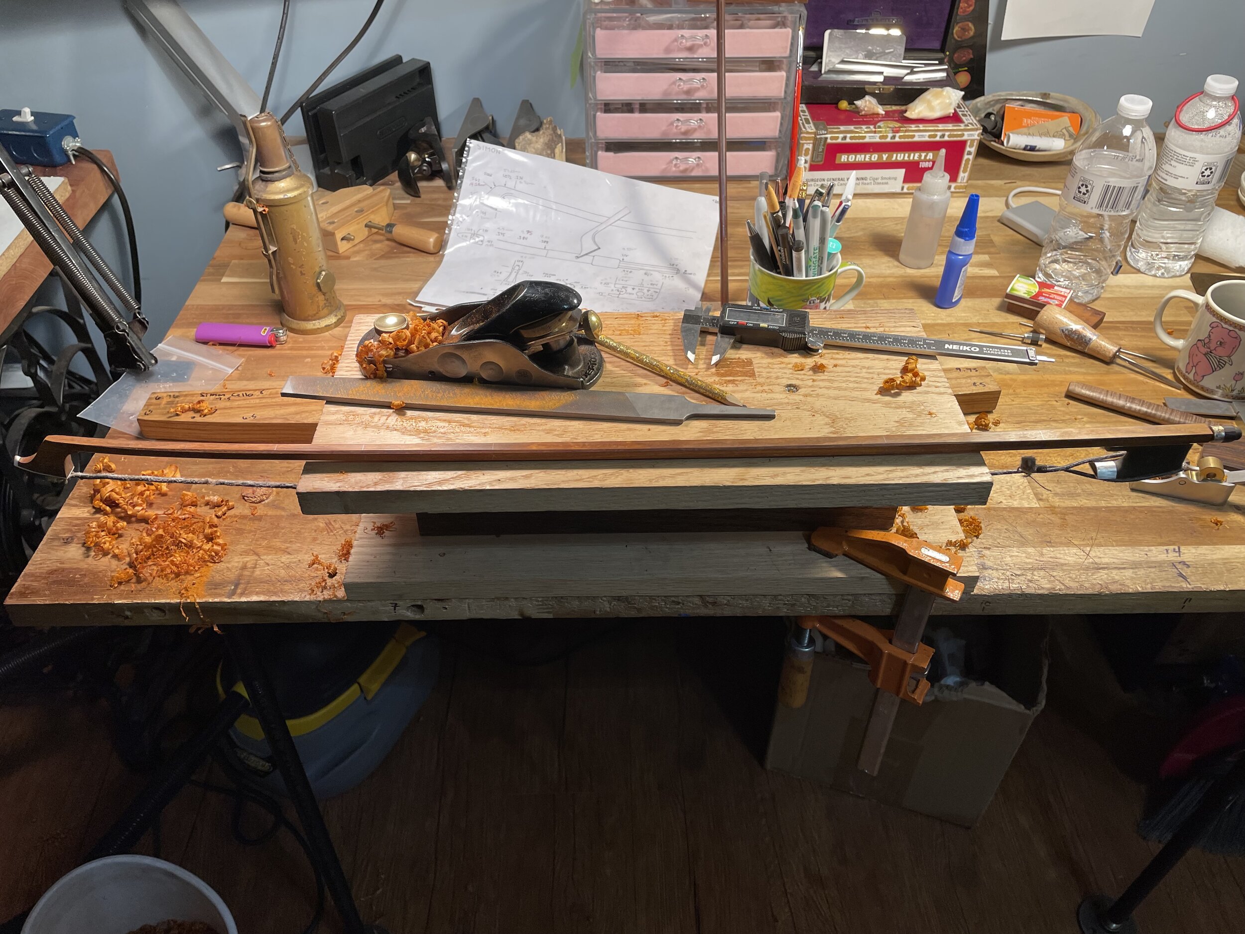 Time for the final graduations! I’ll determine the thickness and tapper of the graduations based off the model I am following and the density and flexibility of the material. This is also the point where I determine the final weight of the bow as w
