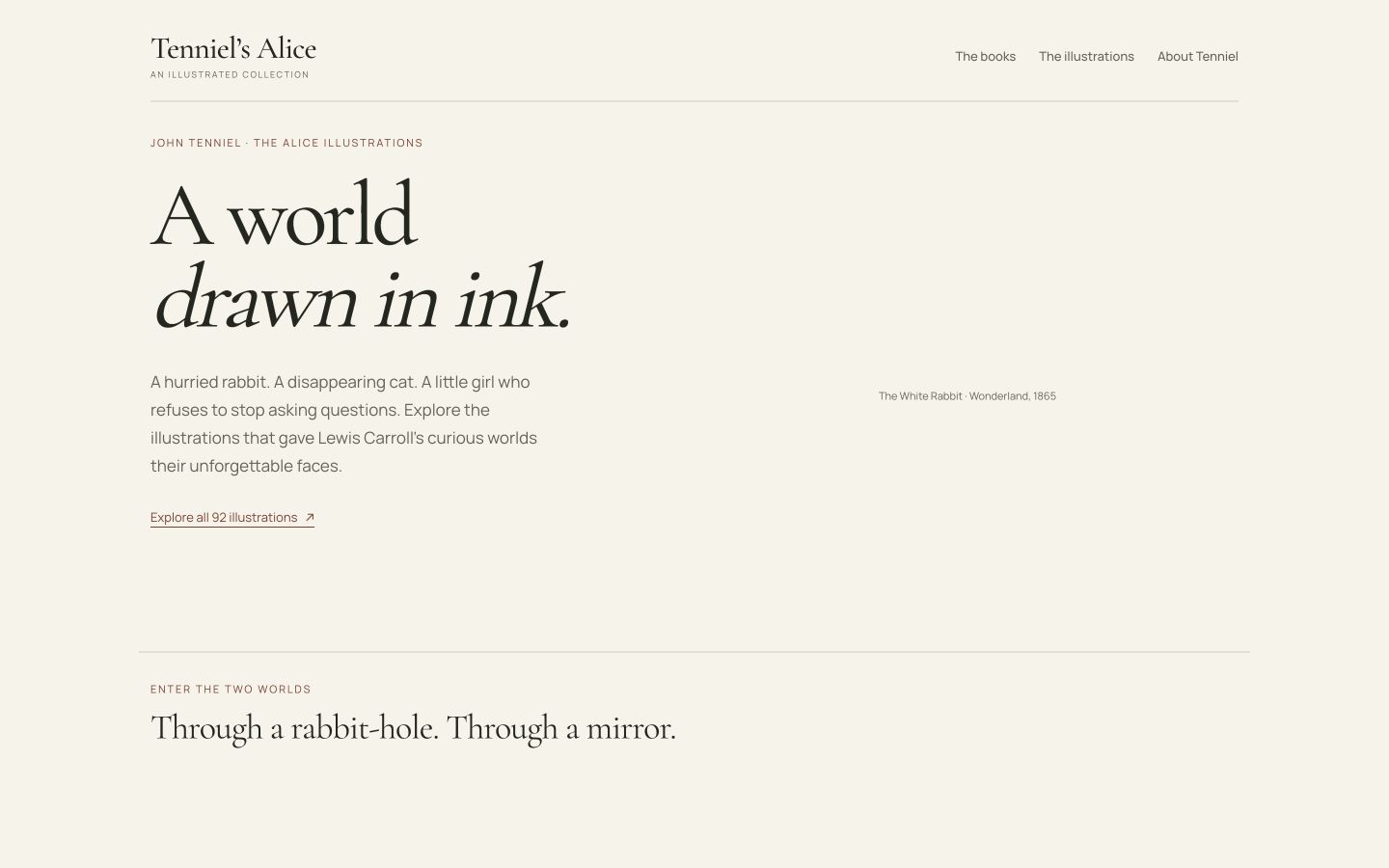 Tenniel’s Alice website at desktop width