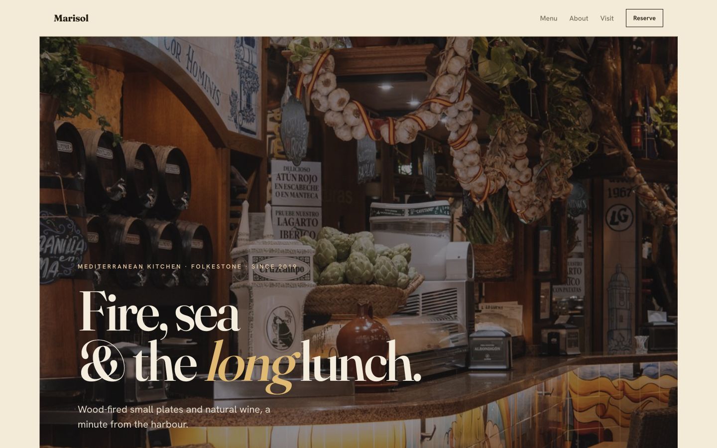 Marisol website at desktop width