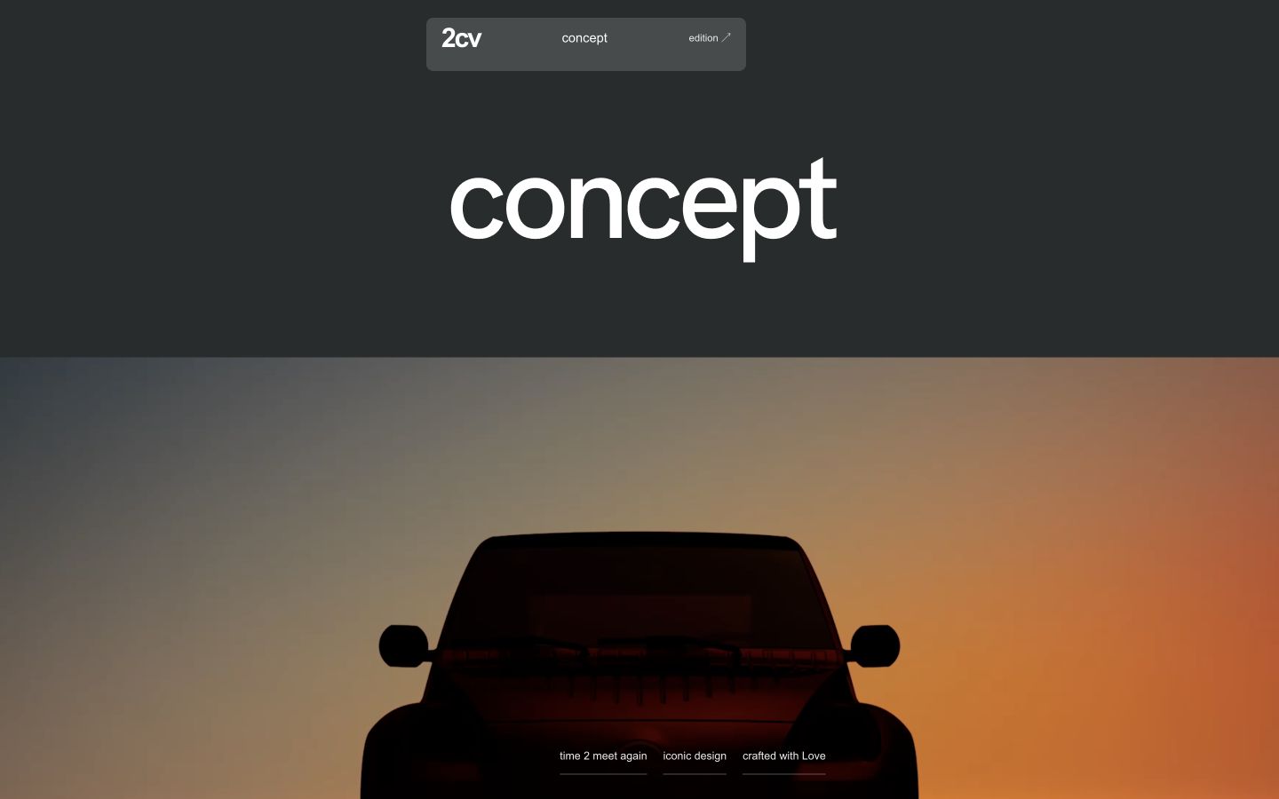 2 CV concept website at desktop width