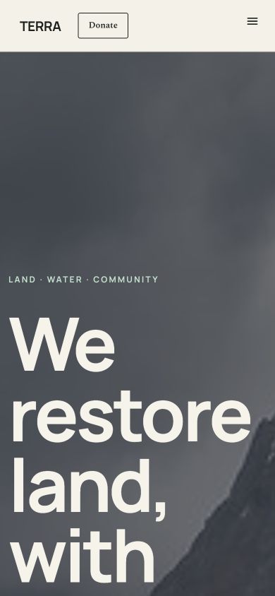 Terra website at phone width