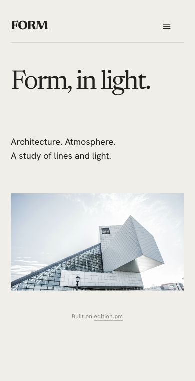 The same published FORM page at phone width