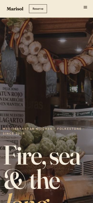 Marisol website at phone width