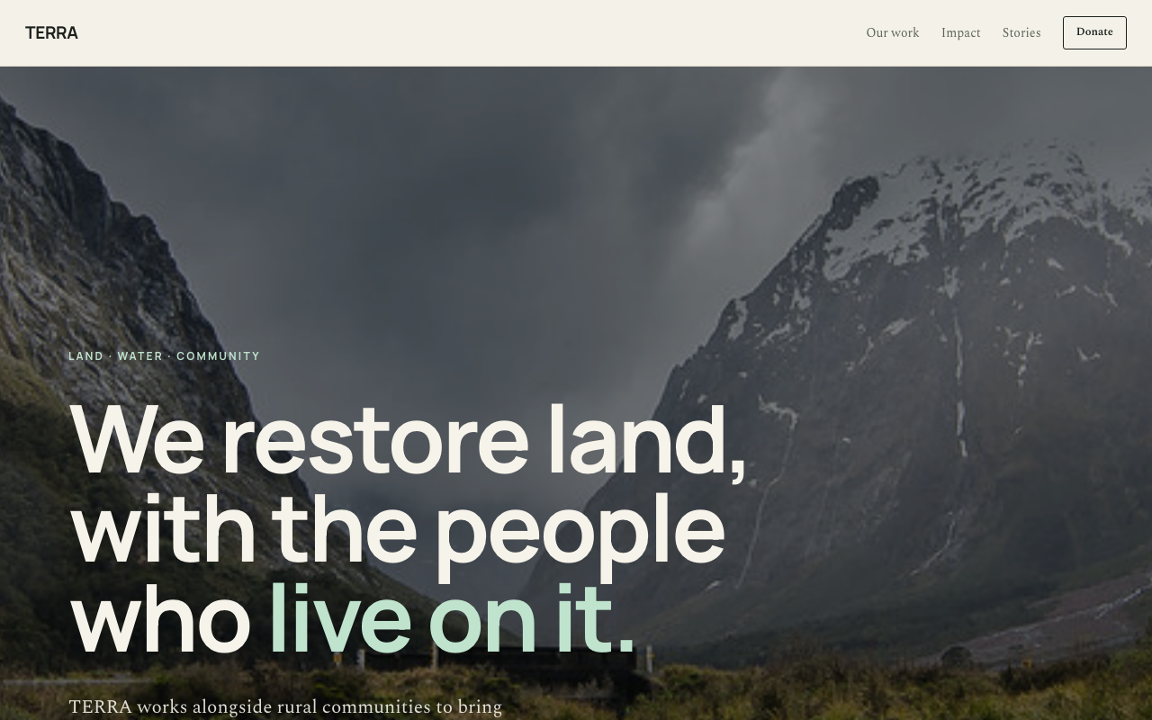 Terra, a nonprofit website built with edition