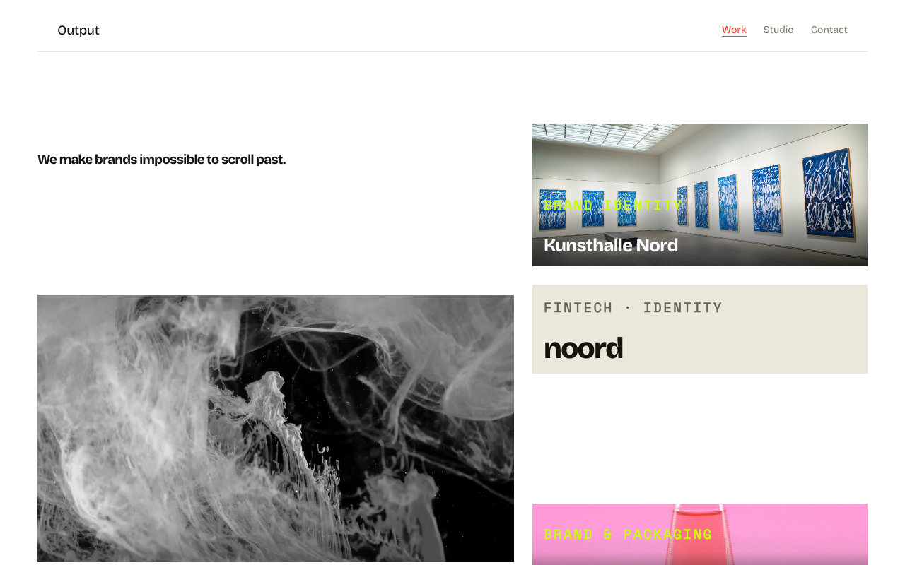 Output, a design studio website built with edition