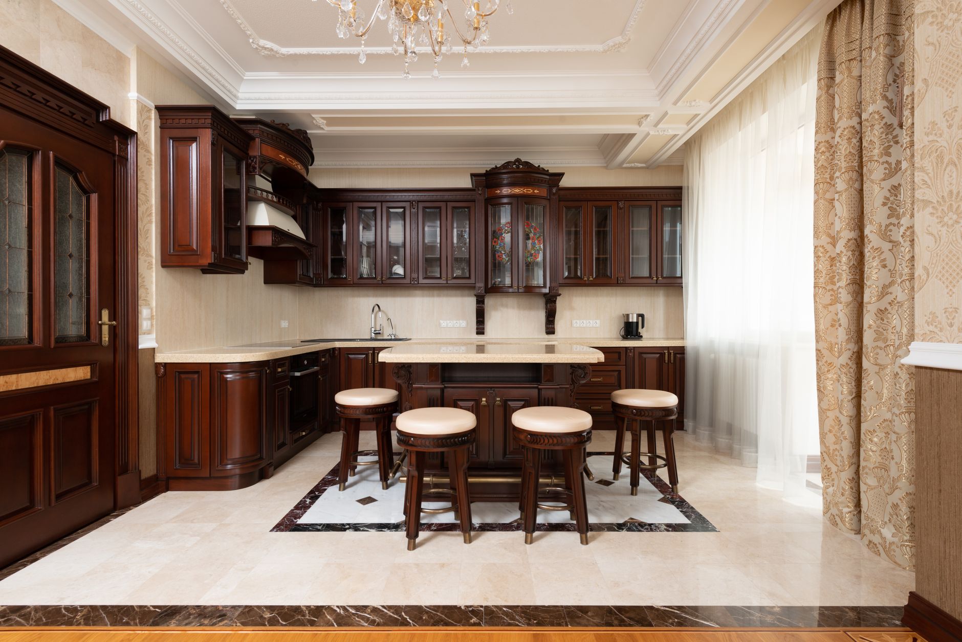 Mahogany Glazed Display Cabinet — detail