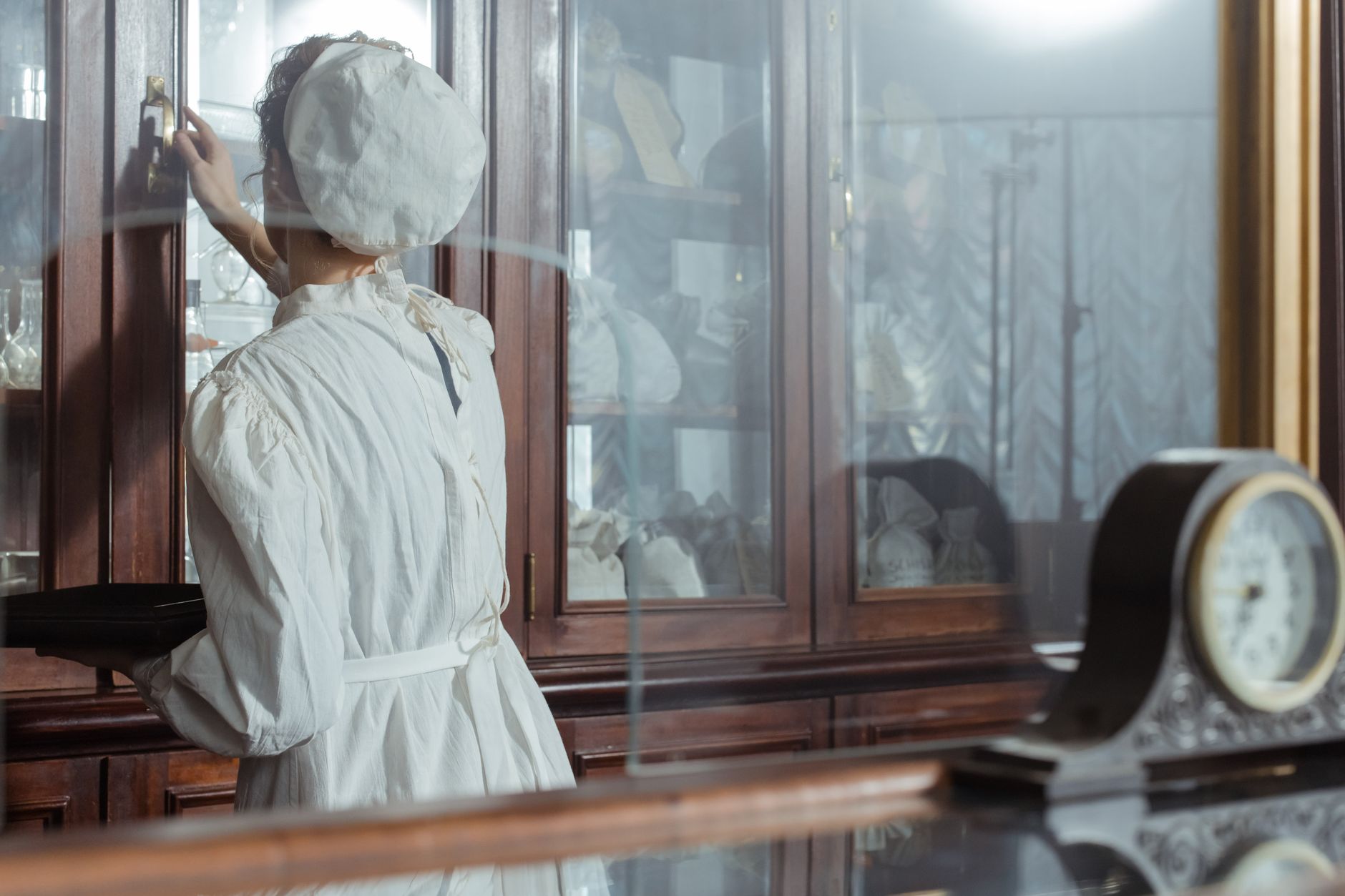Mahogany Glazed Display Cabinet — detail